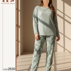 بيجامة منزلية "أوليف برانش" - لون أخضر سيج (Sage Green)